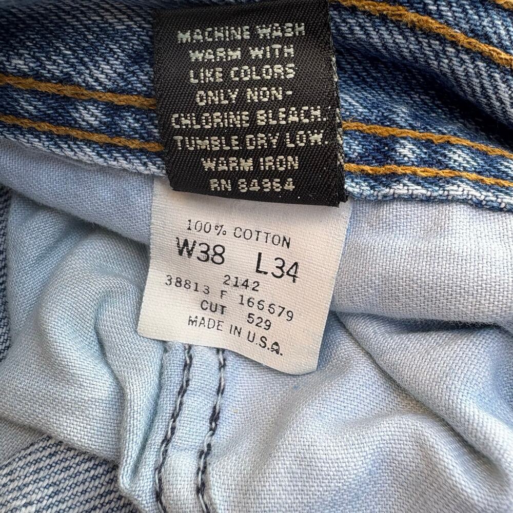 VTG Structure Jeans 38L x 34 Medium Wash Blue Denim - Picture 10 of 13